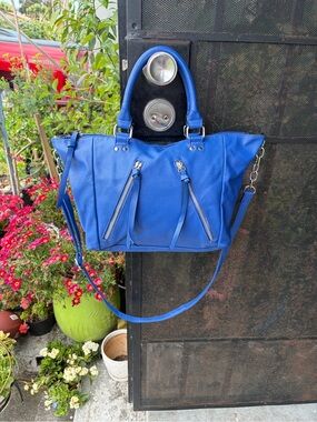 Y2k Slouchy Grunge Sleek Cobalt Blue Crossbody Tote Handbag